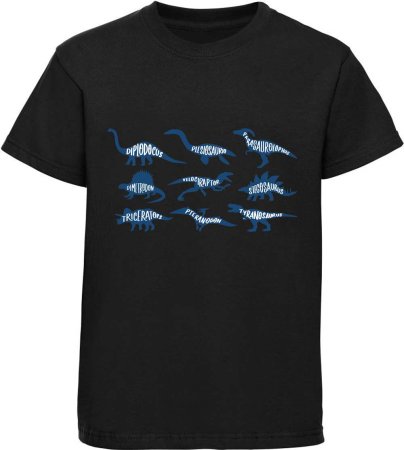 Children's printed t-shirt with Dinosaur Silhouettes & Names
